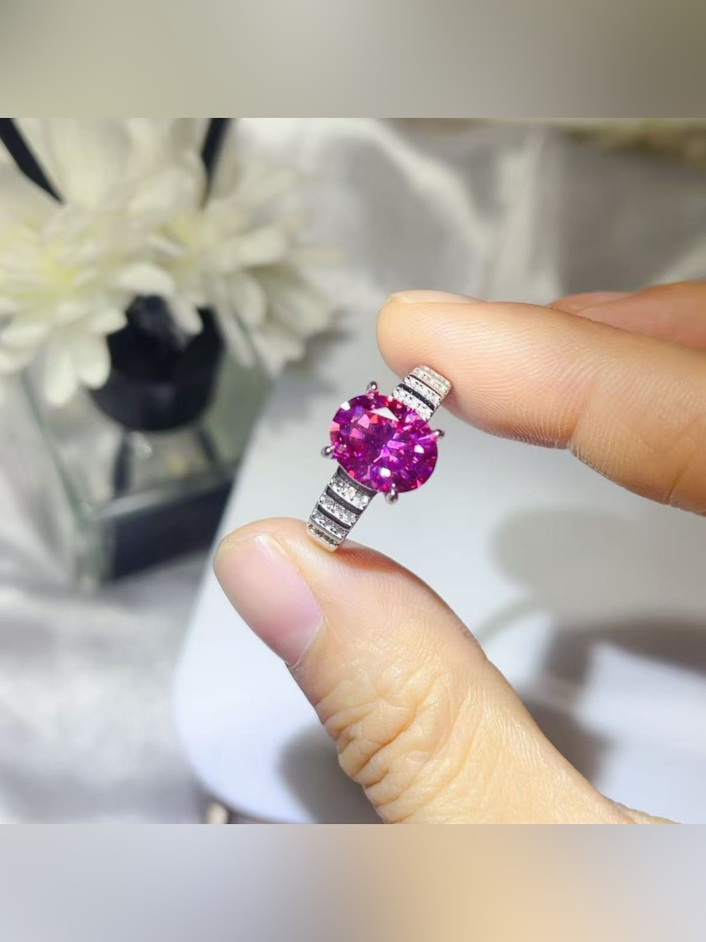 3 Carat Moissanite Oval 925 Sterling Silver Ring